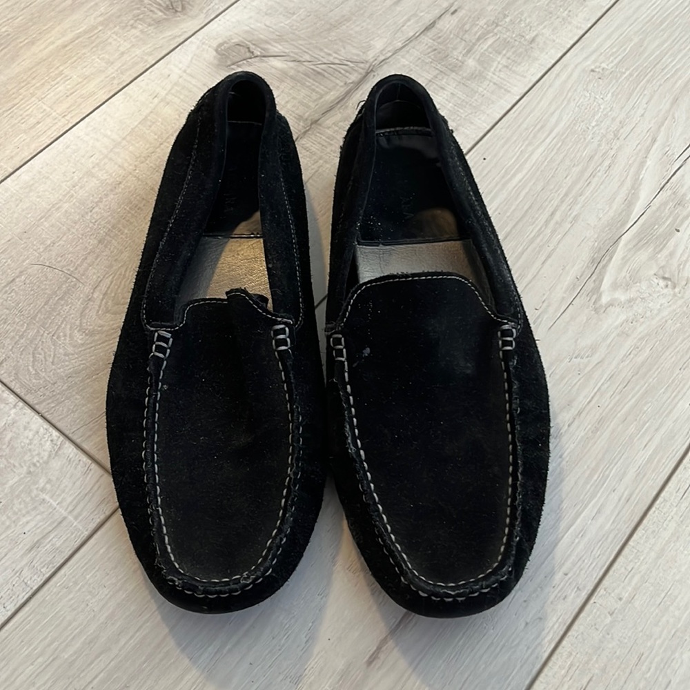 Zanzara black suede slip ons size 8 1/2